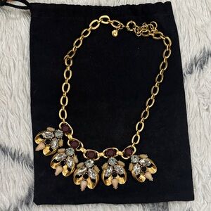Elegant J Crew Gold and Red Statement Necklace
